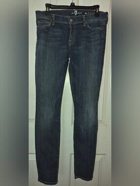 7 For All Mankind Skinny,low Rise Jeans in Dark Blue Wash